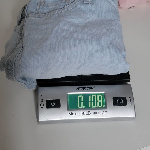 Girls Jeweled Distressed Blue Jean Cut Off Overall Shorts Sz 10 - Picture 4 of 5